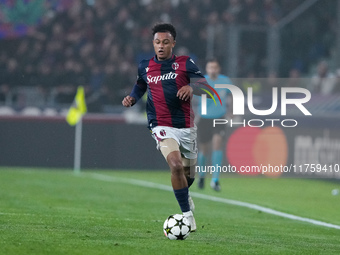 Dan Ndoye of Bologna FC during the UEFA Champions League 2024/25 League Phase MD4 match between Bologna FC and AS Monaco at Stadio Renato Da...