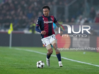 Dan Ndoye of Bologna FC during the UEFA Champions League 2024/25 League Phase MD4 match between Bologna FC and AS Monaco at Stadio Renato Da...