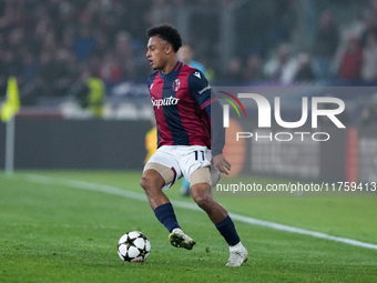 Dan Ndoye of Bologna FC during the UEFA Champions League 2024/25 League Phase MD4 match between Bologna FC and AS Monaco at Stadio Renato Da...