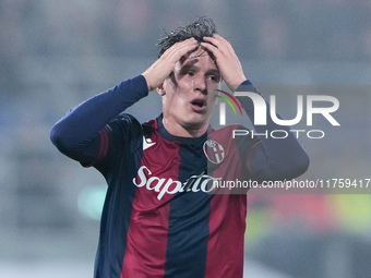 Giovanni Fabbian of Bologna FC looks dejected during the UEFA Champions League 2024/25 League Phase MD4 match between Bologna FC and AS Mona...