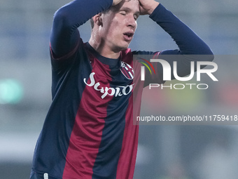 Giovanni Fabbian of Bologna FC looks dejected during the UEFA Champions League 2024/25 League Phase MD4 match between Bologna FC and AS Mona...