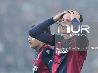 Giovanni Fabbian of Bologna FC looks dejected during the UEFA Champions League 2024/25 League Phase MD4 match between Bologna FC and AS Mona...