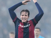 Giovanni Fabbian of Bologna FC reacts during the UEFA Champions League 2024/25 League Phase MD4 match between Bologna FC and AS Monaco at St...