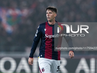 Juan Miranda of Bologna FC looks on during the UEFA Champions League 2024/25 League Phase MD4 match between Bologna FC and AS Monaco at Stad...