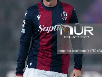 Juan Miranda of Bologna FC looks on during the UEFA Champions League 2024/25 League Phase MD4 match between Bologna FC and AS Monaco at Stad...