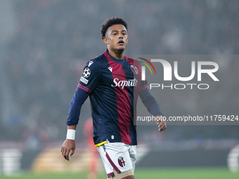 Dan Ndoye of Bologna FC looks on during the UEFA Champions League 2024/25 League Phase MD4 match between Bologna FC and AS Monaco at Stadio...