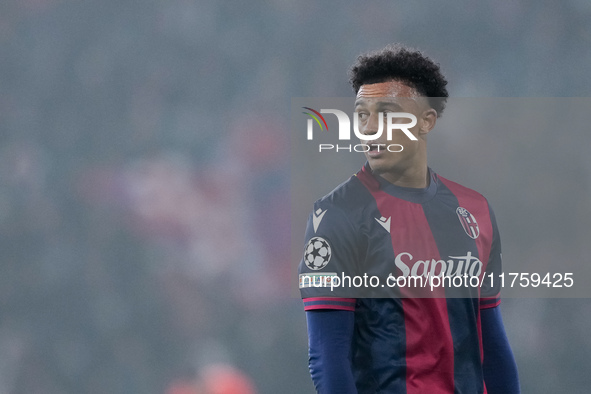 Dan Ndoye of Bologna FC l\\during the UEFA Champions League 2024/25 League Phase MD4 match between Bologna FC and AS Monaco at Stadio Renato...