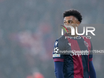 Dan Ndoye of Bologna FC l\\during the UEFA Champions League 2024/25 League Phase MD4 match between Bologna FC and AS Monaco at Stadio Renato...