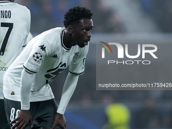 Soungoutou Magassa of AS Monaco looks on during the UEFA Champions League 2024/25 League Phase MD4 match between Bologna FC and AS Monaco at...