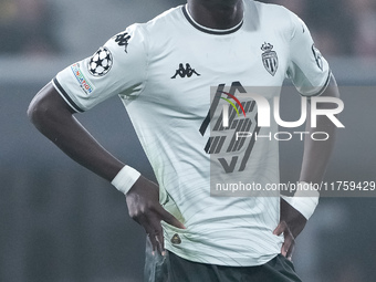 Christian Mawissa of AS Monaco looks on during the UEFA Champions League 2024/25 League Phase MD4 match between Bologna FC and AS Monaco at...