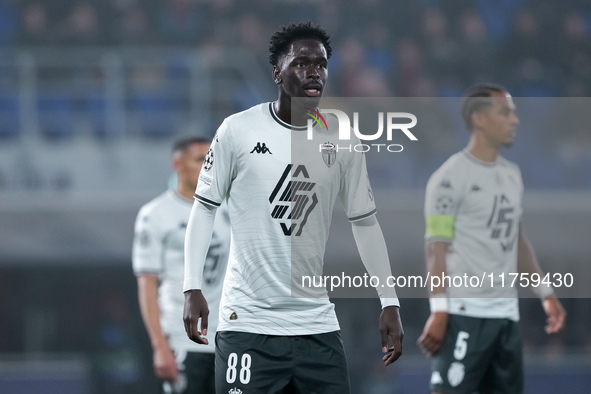 Soungoutou Magassa of AS Monaco looks on during the UEFA Champions League 2024/25 League Phase MD4 match between Bologna FC and AS Monaco at...