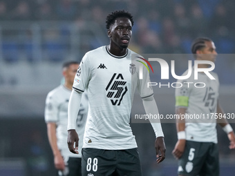 Soungoutou Magassa of AS Monaco looks on during the UEFA Champions League 2024/25 League Phase MD4 match between Bologna FC and AS Monaco at...