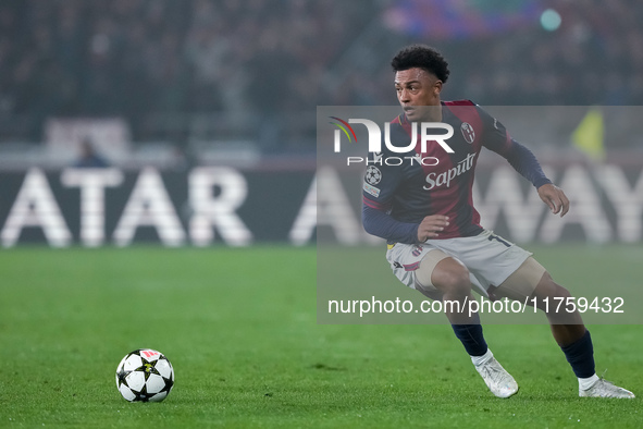 Dan Ndoye of Bologna FC during the UEFA Champions League 2024/25 League Phase MD4 match between Bologna FC and AS Monaco at Stadio Renato Da...