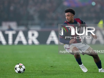 Dan Ndoye of Bologna FC during the UEFA Champions League 2024/25 League Phase MD4 match between Bologna FC and AS Monaco at Stadio Renato Da...