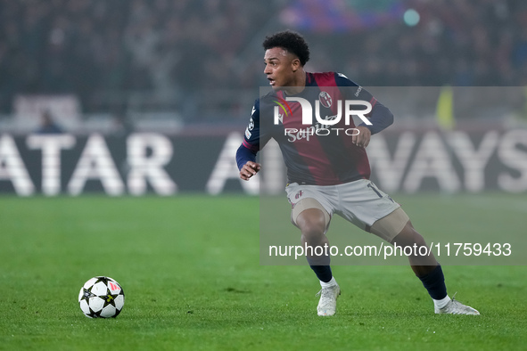 Dan Ndoye of Bologna FC during the UEFA Champions League 2024/25 League Phase MD4 match between Bologna FC and AS Monaco at Stadio Renato Da...