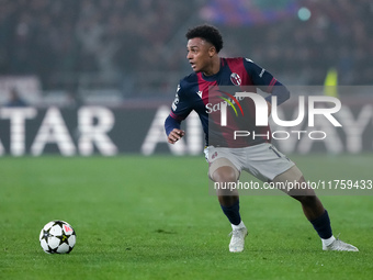 Dan Ndoye of Bologna FC during the UEFA Champions League 2024/25 League Phase MD4 match between Bologna FC and AS Monaco at Stadio Renato Da...