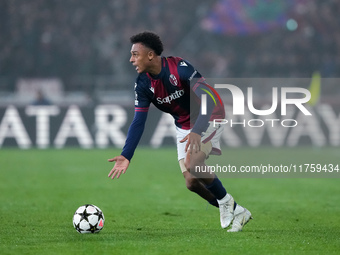 Dan Ndoye of Bologna FC during the UEFA Champions League 2024/25 League Phase MD4 match between Bologna FC and AS Monaco at Stadio Renato Da...