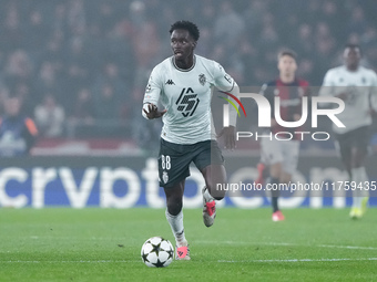 Soungoutou Magassa of AS Monaco during the UEFA Champions League 2024/25 League Phase MD4 match between Bologna FC and AS Monaco at Stadio R...