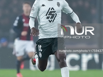 Soungoutou Magassa of AS Monaco during the UEFA Champions League 2024/25 League Phase MD4 match between Bologna FC and AS Monaco at Stadio R...