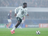 Wilfried Singo of AS Monaco during the UEFA Champions League 2024/25 League Phase MD4 match between Bologna FC and AS Monaco at Stadio Renat...