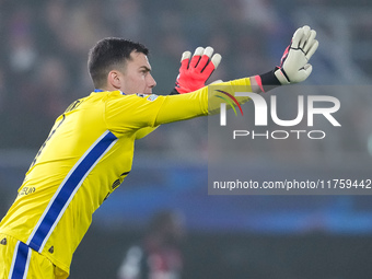 Radoslaw Majecki of AS Monaco gestures during the UEFA Champions League 2024/25 League Phase MD4 match between Bologna FC and AS Monaco at S...