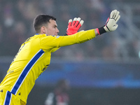 Radoslaw Majecki of AS Monaco gestures during the UEFA Champions League 2024/25 League Phase MD4 match between Bologna FC and AS Monaco at S...