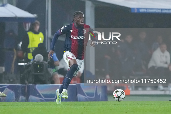 Samuel Iling-Junior of Bologna FC during the UEFA Champions League 2024/25 League Phase MD4 match between Bologna FC and AS Monaco at Stadio...