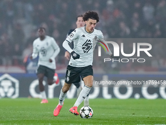 Maghnes Akliouche of AS Monaco during the UEFA Champions League 2024/25 League Phase MD4 match between Bologna FC and AS Monaco at Stadio Re...