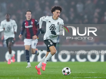 Maghnes Akliouche of AS Monaco during the UEFA Champions League 2024/25 League Phase MD4 match between Bologna FC and AS Monaco at Stadio Re...