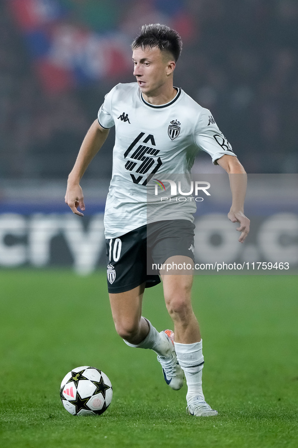 Aleksandr Golovin of AS Monaco during the UEFA Champions League 2024/25 League Phase MD4 match between Bologna FC and AS Monaco at Stadio Re...