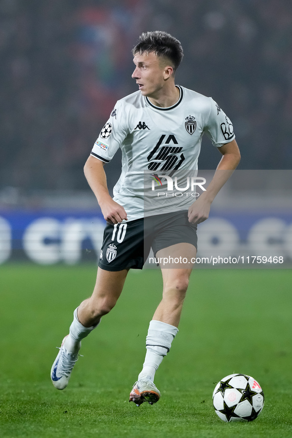 Aleksandr Golovin of AS Monaco during the UEFA Champions League 2024/25 League Phase MD4 match between Bologna FC and AS Monaco at Stadio Re...