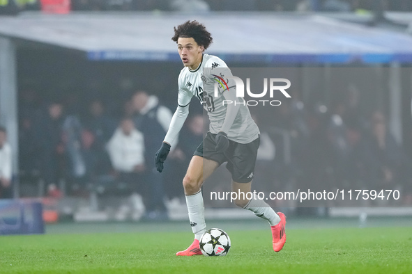 Maghnes Akliouche of AS Monaco during the UEFA Champions League 2024/25 League Phase MD4 match between Bologna FC and AS Monaco at Stadio Re...