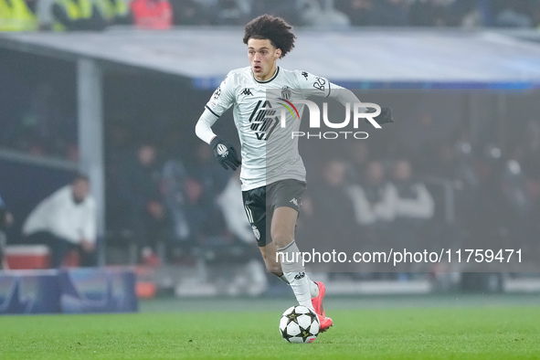 Maghnes Akliouche of AS Monaco during the UEFA Champions League 2024/25 League Phase MD4 match between Bologna FC and AS Monaco at Stadio Re...