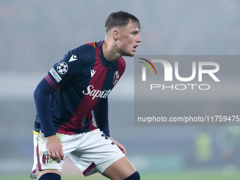 Sam Beukema of Bologna FC looks on during the UEFA Champions League 2024/25 League Phase MD4 match between Bologna FC and AS Monaco at Stadi...