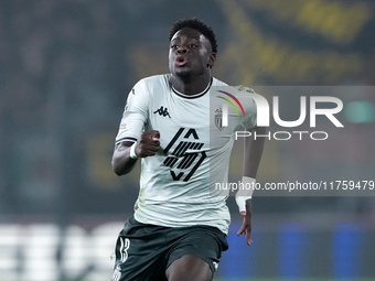 Christian Mawissa of AS Monaco during the UEFA Champions League 2024/25 League Phase MD4 match between Bologna FC and AS Monaco at Stadio Re...