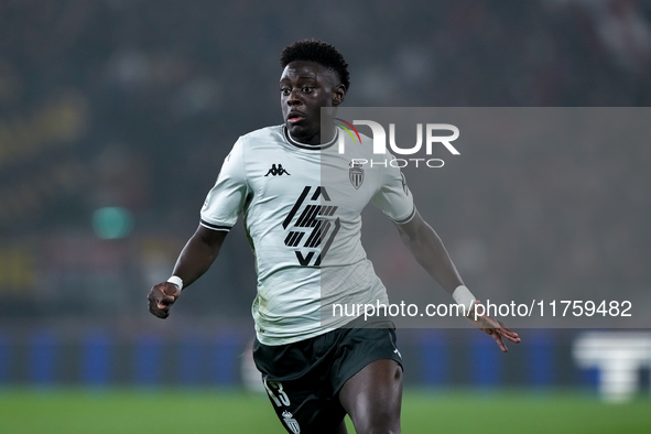 Christian Mawissa of AS Monaco during the UEFA Champions League 2024/25 League Phase MD4 match between Bologna FC and AS Monaco at Stadio Re...