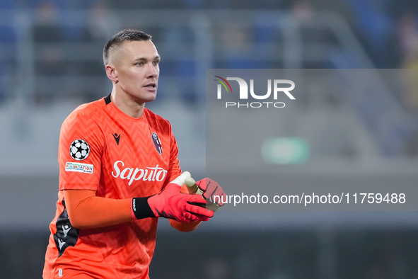 Lukasz Skorupski of Bologna FC looks on during the UEFA Champions League 2024/25 League Phase MD4 match between Bologna FC and AS Monaco at...