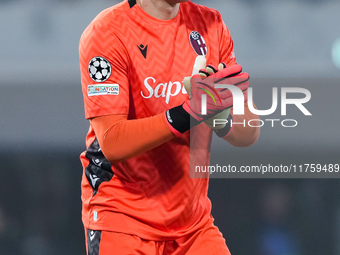 Lukasz Skorupski of Bologna FC looks on during the UEFA Champions League 2024/25 League Phase MD4 match between Bologna FC and AS Monaco at...