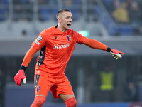 Lukasz Skorupski of Bologna FC gestures during the UEFA Champions League 2024/25 League Phase MD4 match between Bologna FC and AS Monaco at...