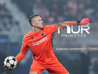 Lukasz Skorupski of Bologna FC during the UEFA Champions League 2024/25 League Phase MD4 match between Bologna FC and AS Monaco at Stadio Re...