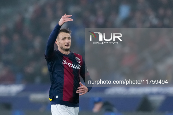 Stefan Posch of Bologna FC during the UEFA Champions League 2024/25 League Phase MD4 match between Bologna FC and AS Monaco at Stadio Renato...