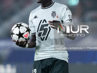 Christian Mawissa of AS Monaco during the UEFA Champions League 2024/25 League Phase MD4 match between Bologna FC and AS Monaco at Stadio Re...