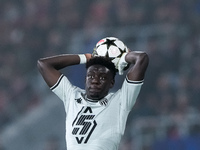 Christian Mawissa of AS Monaco during the UEFA Champions League 2024/25 League Phase MD4 match between Bologna FC and AS Monaco at Stadio Re...