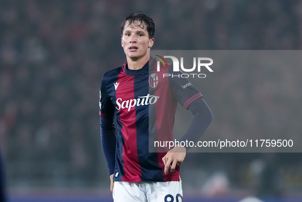 Giovanni Fabbian of Bologna FC looks on during the UEFA Champions League 2024/25 League Phase MD4 match between Bologna FC and AS Monaco at...