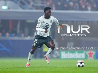 Soungoutou Magassa of AS Monaco during the UEFA Champions League 2024/25 League Phase MD4 match between Bologna FC and AS Monaco at Stadio R...