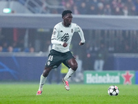 Soungoutou Magassa of AS Monaco during the UEFA Champions League 2024/25 League Phase MD4 match between Bologna FC and AS Monaco at Stadio R...