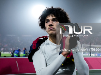 Maghnes Akliouche of AS Monaco celebrates the victory at the end of the UEFA Champions League 2024/25 League Phase MD4 match between Bologna...