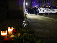 People attend a march commemorating the 65th anniversary of the Night of Broken Glass (Kristallnacht) in  Berlin, Germany on November 9th, 2...