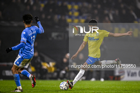 RKC defender Roshon van Eijma plays during the match between RKC and NEC at the Mandemakers Stadium in Waalwijk, Netherlands, on November 9,...