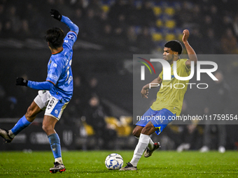 RKC defender Roshon van Eijma plays during the match between RKC and NEC at the Mandemakers Stadium in Waalwijk, Netherlands, on November 9,...